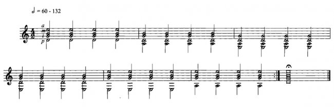 Упражнение №17 - Начало исполнения аккордов из четырех нот