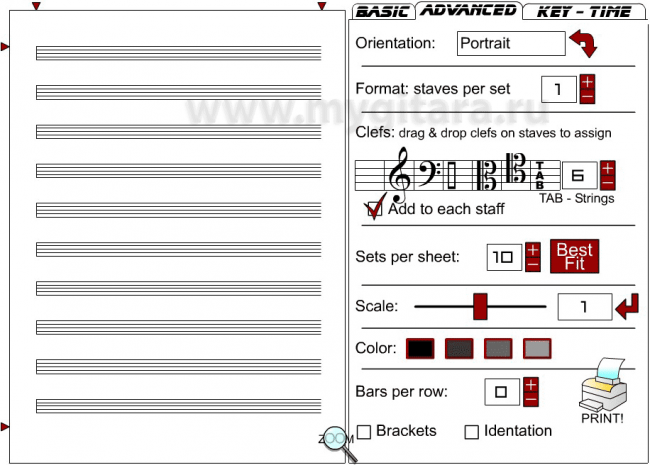 Онлайн генератор нотных листов для струнных инструментов